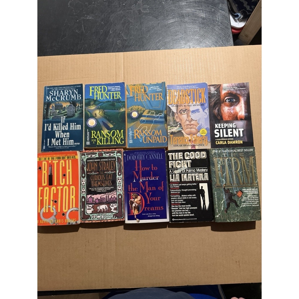 Lot of 10 random murder mystery novel paperback books, various authors B4